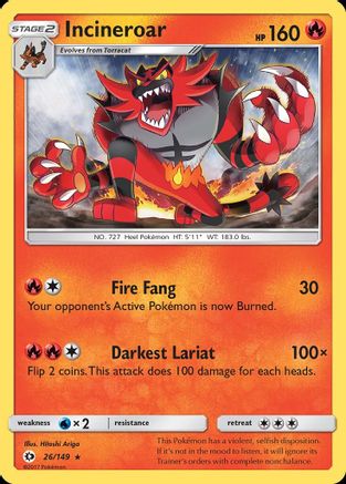 Incineroar (26/149) Reverse Holofoil [SM: Base Set] Pokemon Single Pokémon
