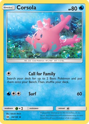 Corsola (36/149) [SM: Base Set] Pokemon Single Pokémon