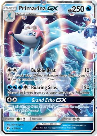 Primarina GX (42/149) Holofoil [SM: Base Set] Pokemon Single Pokémon