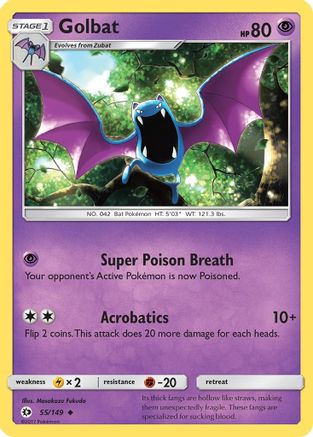 Golbat (55/149) Reverse Holofoil [SM: Base Set] Pokemon Single Pokémon