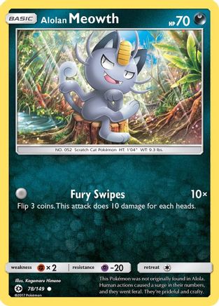 Alolan Meowth (78/149) - [SM: Base Set] Reverse Holofoil Pokemon Single Pokémon