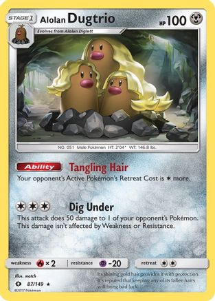 Alolan Dugtrio (87/149) Reverse Holofoil [SM: Base Set] Pokemon Single Pokémon
