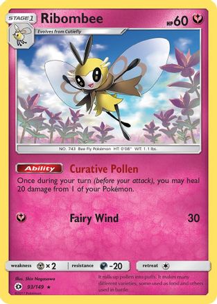 Ribombee (93/149) Holofoil [SM: Base Set] Pokemon Single Pokémon