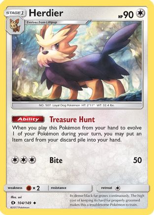Herdier (104/149) Reverse Holofoil [SM: Base Set] Pokemon Single Pokémon