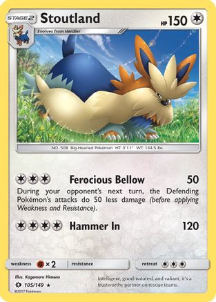 Stoutland (105/149) Reverse Holofoil [SM: Base Set] Pokemon Single Pokémon