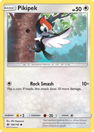 Pikipek (106/149) Reverse Holofoil [SM: Base Set] Pokemon Single Pokémon