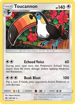 Toucannon (108/149) Reverse Holofoil [SM: Base Set] Pokemon Single Pokémon