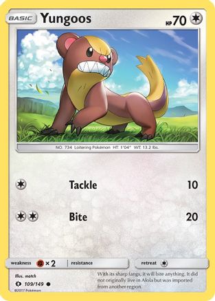 Yungoos (109/149) Reverse Holofoil [SM: Base Set] Pokemon Single Pokémon