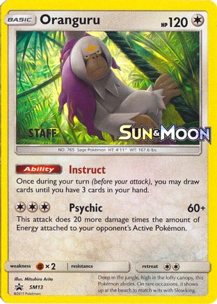 Oranguru - SM13 (Prerelease) [Staff] () Holofoil [SM: Black Star Promos] Pokemon Single Pokémon