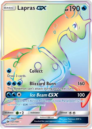 Lapras GX (Secret) 151/149 Holofoil [SM: Base Set] Pokemon Single Pokémon