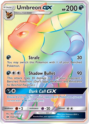 Umbreon GX (Secret) 154/149 Holofoil [SM: Base Set] Pokemon Single Pokémon