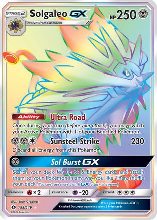 Solgaleo GX (Secret) 155/149 Holofoil [SM: Base Set] Pokemon Single Pokémon