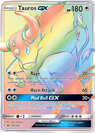 Tauros GX (Secret) 156/149 Holofoil [SM: Base Set] Pokemon Single Pokémon