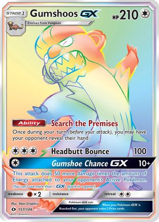 Gumshoos GX (Secret) 157/149 Holofoil [SM: Base Set] Pokemon Single Pokémon