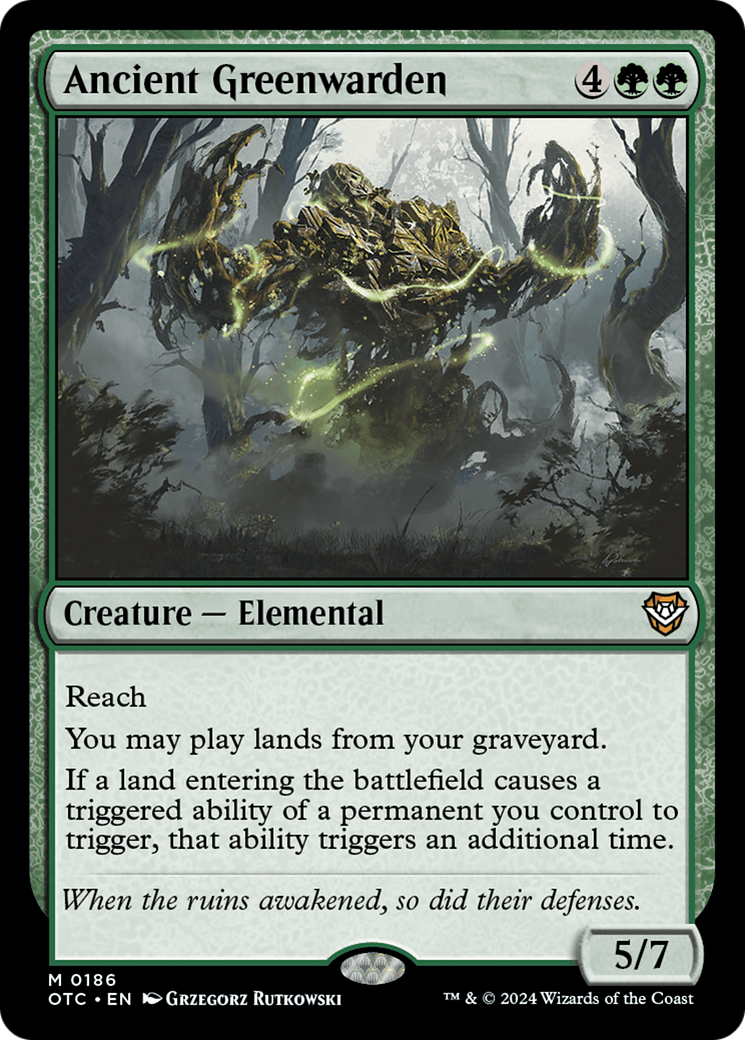 Ancient Greenwarden (OTC-186) [Outlaws of Thunder Junction Commander] MTG Single Wizards of the Coast