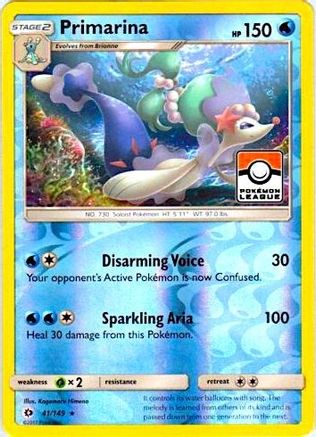 Primarina - 41/149 (Pokemon League) Reverse Holofoil [Promos: League & Championship Cards] Pokemon Single Pokémon
