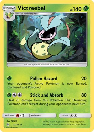 Victreebel (3/145) Reverse Holofoil [SM Guardians Rising] Pokemon Single Pokémon