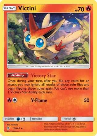Victini (10/145) Reverse Holofoil [SM: Guardians Rising] Pokemon Single Pokémon