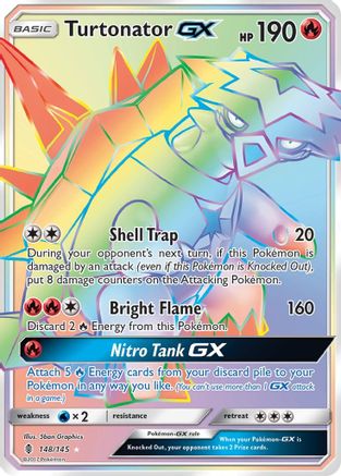 Turtonator GX (Secret) (/145) Holofoil [SM: Guardians Rising] Pokemon Single Pokémon