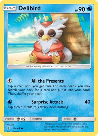 Delibird (26/145) Reverse Holofoil [SM: Guardians Rising] Pokemon Single Pokémon