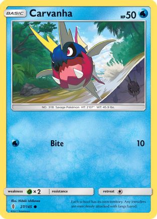 Carvanha (/145) Reverse Holofoil [SM: Guardians Rising] Pokemon Single Pokémon