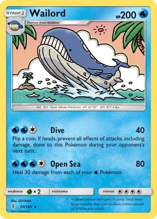 Wailord (30/145) Reverse Holofoil [SM: Guardians Rising] Pokemon Single Pokémon