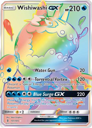 Wishiwashi GX (Secret) (/145) Holofoil [SM: Guardians Rising] Pokemon Single Pokémon