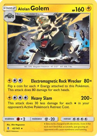 Alolan Golem (42/145) - [SM: Guardians Rising] Reverse Holofoil Pokemon Single Pokémon