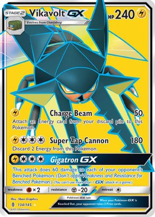 Vikavolt GX (Full Art) (134/145) - [SM: Guardians Rising] Holofoil Pokemon Single Pokémon