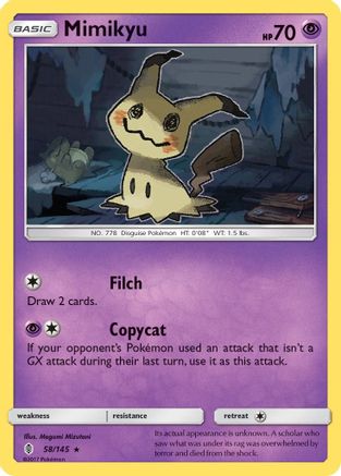 Mimikyu (58/145) Reverse Holofoil [SM: Guardians Rising] Pokemon Single Pokémon