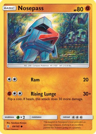 Nosepass (69/145) Reverse Holofoil [SM: Guardians Rising] Pokemon Single Pokémon