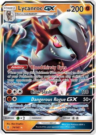 Lycanroc GX (74/145) Holofoil [SM: Guardians Rising] Pokemon Single Pokémon