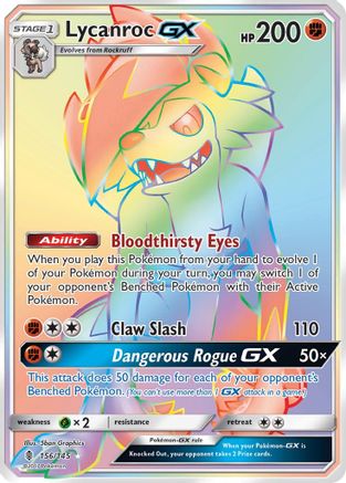 Lycanroc GX (Secret) (/145) Holofoil [SM: Guardians Rising] Pokemon Single Pokémon