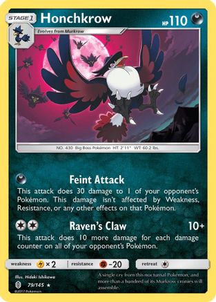 Honchkrow (79/145) Reverse Holofoil [SM: Guardians Rising] Pokemon Single Pokémon