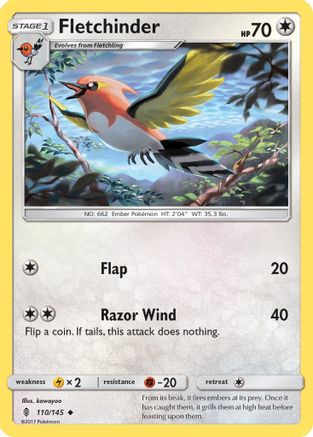Fletchinder (110/145) - [SM: Guardians Rising] Reverse Holofoil Pokemon Single Pokémon