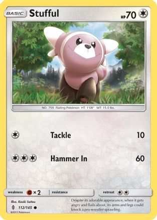 Stufful (112/145) Reverse Holofoil [SM: Guardians Rising] Pokemon Single Pokémon