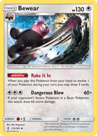 Bewear (113/145) Reverse Holofoil [SM: Guardians Rising] Pokemon Single Pokémon