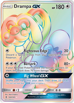 Drampa GX (Secret) (/145) Holofoil [SM: Guardians Rising] Pokemon Single Pokémon