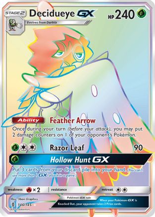 Decidueye GX (Secret) (/145) Holofoil [SM: Guardians Rising] Pokemon Single Pokémon