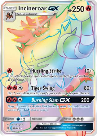 Incineroar GX (Secret) (/145) Holofoil [SM: Guardians Rising] Pokemon Single Pokémon