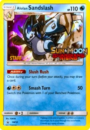 Alolan Sandslash - SM18 (Prerelease) [Staff] (SM18) - [SM: Black Star Promos] Holofoil Pokemon Single Pokémon