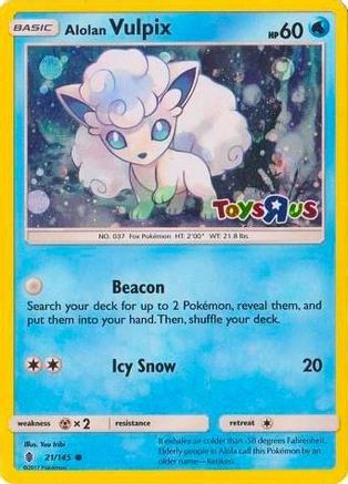 Alolan Vulpix - 21/145 (Toys R Us Promo) (21) - [Misc: Cards & Products] Holofoil Pokemon Single Pokémon