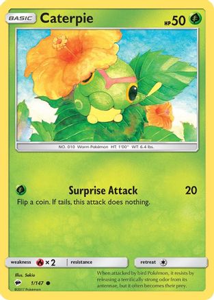 Caterpie (1/147) Reverse Holofoil [SM: Burning Shadows] Pokemon Single Pokémon