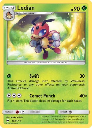 Ledian (10/147) [SM: Burning Shadows] Pokemon Single Pokémon