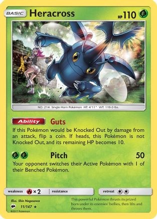 Heracross (11/147) Reverse Holofoil [SM: Burning Shadows] Pokemon Single Pokémon