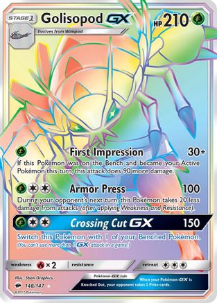 Golisopod GX (Secret) (/147) Holofoil [SM: Burning Shadows] Pokemon Single Pokémon