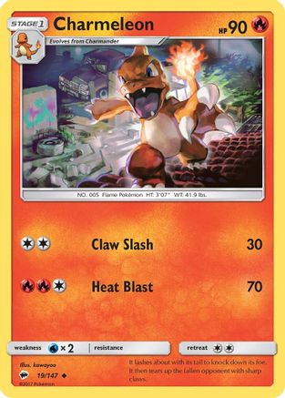 Charmeleon (19/147) Reverse Holofoil [SM: Burning Shadows] Pokemon Single Pokémon