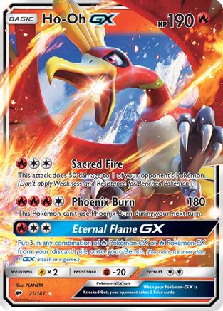 Ho-Oh GX (21/147) Holofoil [SM: Burning Shadows] Pokemon Single Pokémon