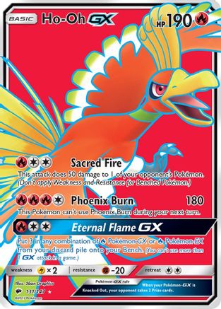 Ho-Oh GX (Full Art) (131/147) Holofoil [SM: Burning Shadows] Pokemon Single Pokémon