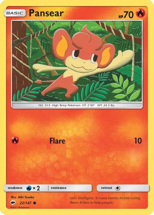 Pansear (22/147) Reverse Holofoil [SM: Burning Shadows] Pokemon Single Pokémon